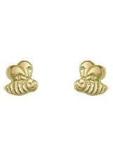 delightful mini bumble bee gold earrings for babies and children